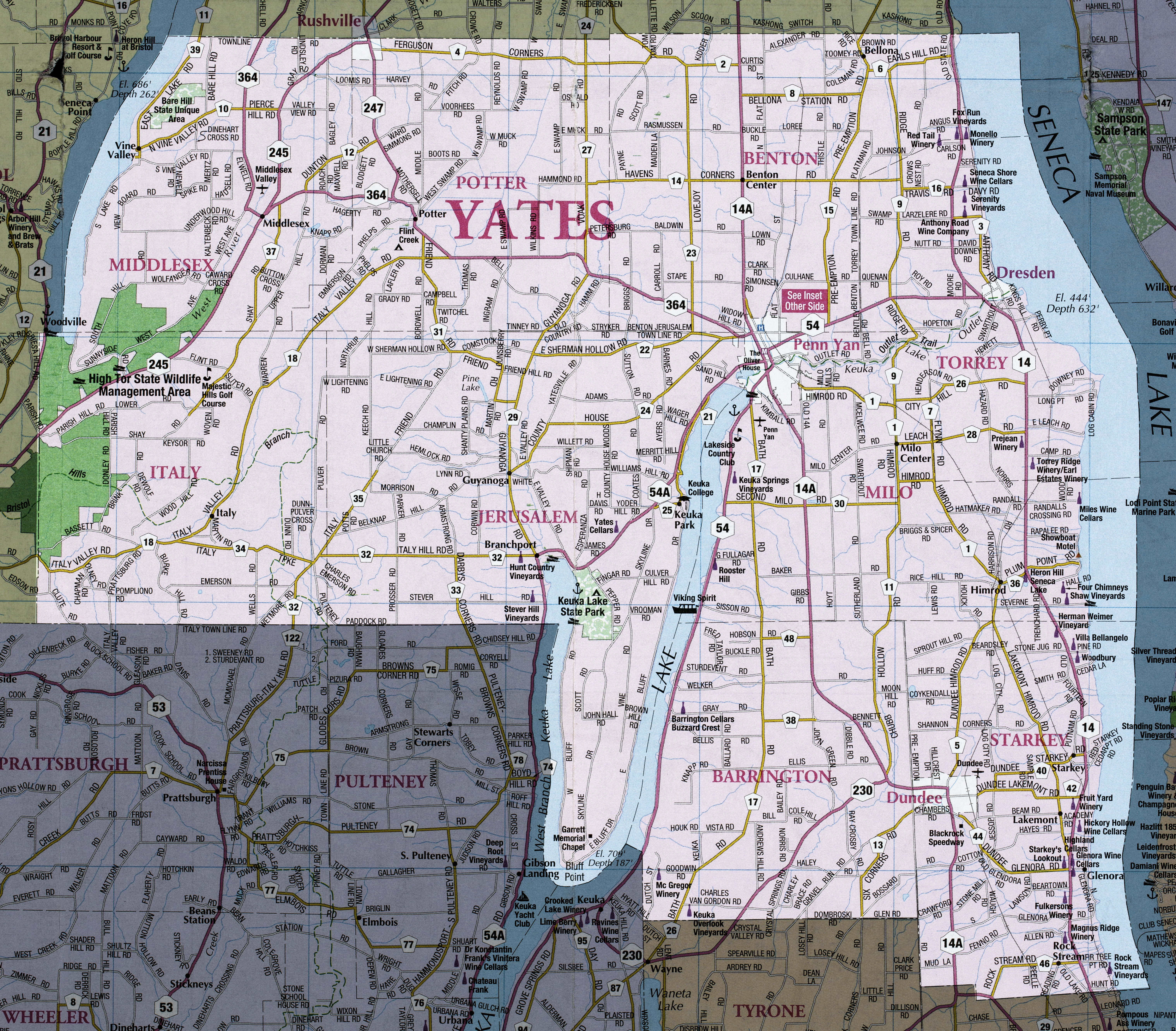 Yates County Map